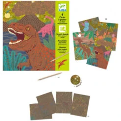 4 Cartes à Gratter Le Règne Des Dinosaures -Djeco