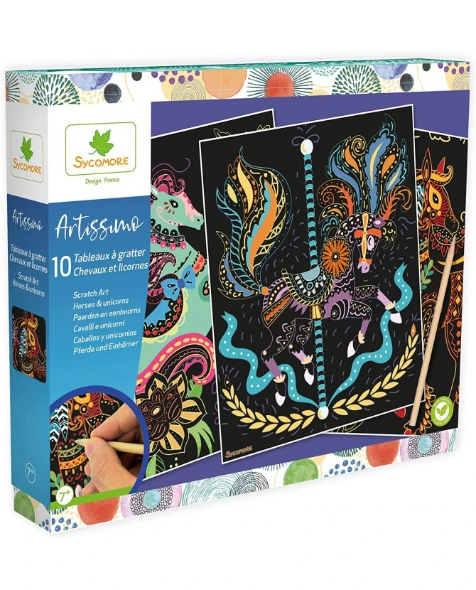 Artissimo -10 Tableaux à Gratter - Chevaux Et Licornes - SYCOMORE 4 Artissimo -10 Tableaux à Gratter - Chevaux Et Licornes - SYCOMORE – Image 2