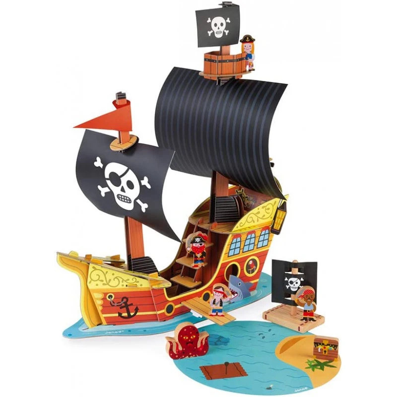 Bateau Pirates Story - 7 Figurines En Bois - Janod 4 Bateau Pirates Story - 7 Figurines En Bois - Janod – Image 2