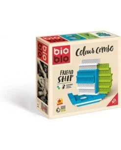 Bioblo Mini Box Blanc Vert Bleu 40 Briques - 40 Briques 3 Couleurs
