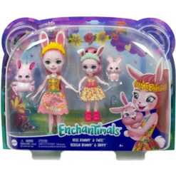 MATTEL Enchantimals Coffret Sœurs Avec Mini-poupées Bree Et Bedelia Lapin, 2 Mini-figurines Animales Et Accessoires, Jouet Pour Enfant