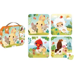 Janod - 4 Puzzles Évolutifs Animaux De La Ferme - 6-9-12-16 Pièces - Jouets Enfant - Jeux Éducatifs